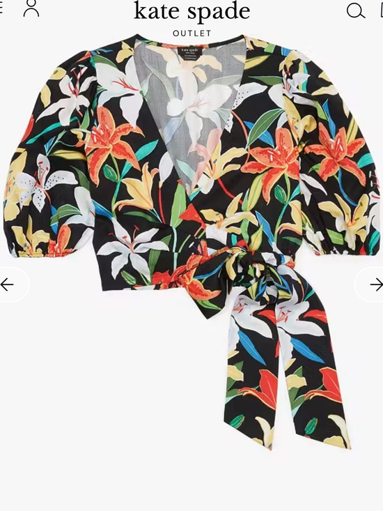 kate spade Tops - EUC Kate Spade Summer Lilies Wrap Top Size Large Black Multicolor Floral